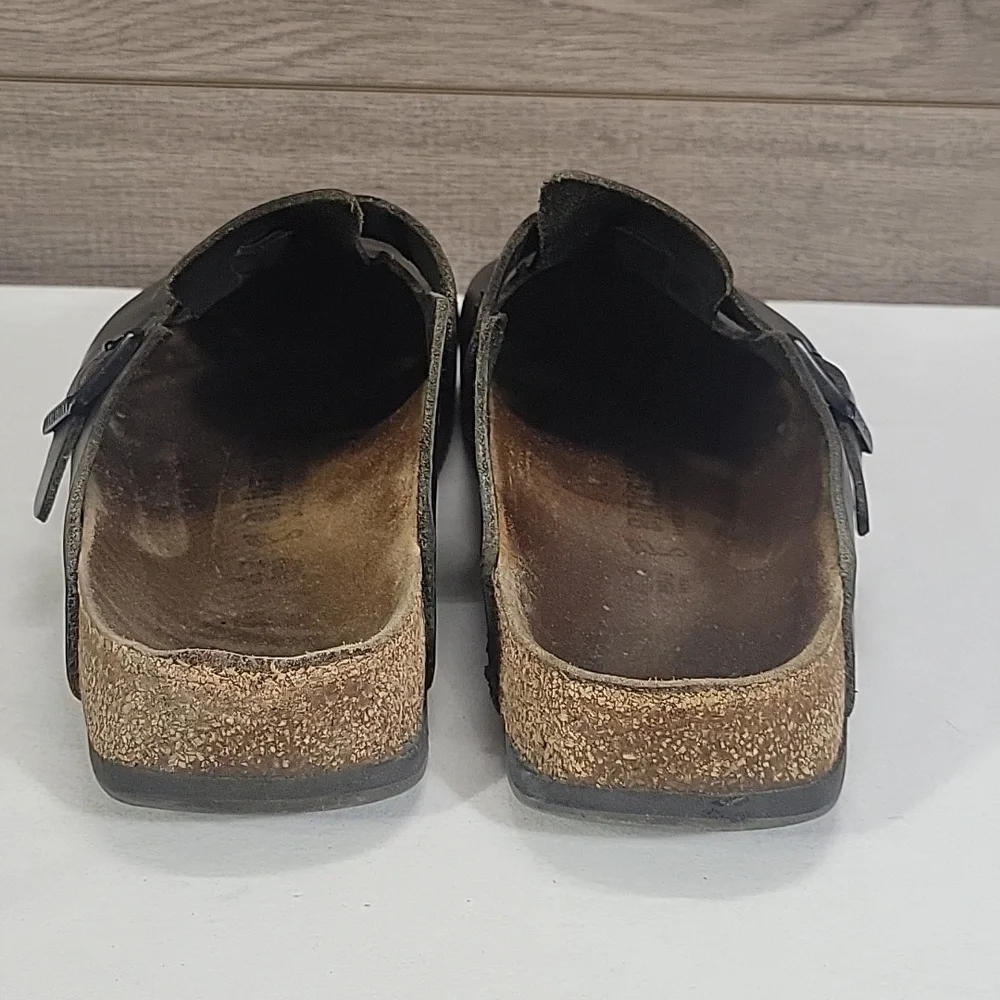 Birkenstock Black Leather Slip on Clog Sandals Sz 43 M10